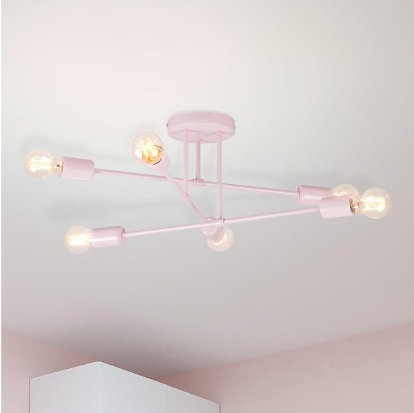 Prisadený luster CAMBRIDGE 6xE27/15W/230V ružový