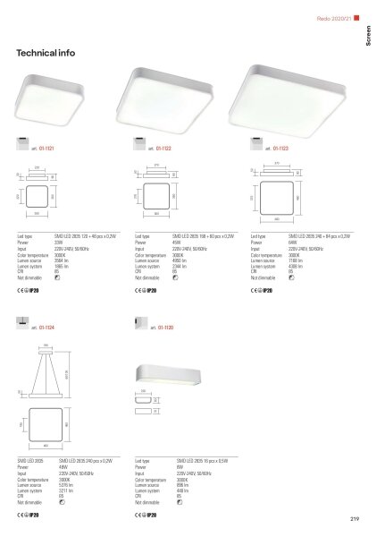 Redo 01-1124 - LED Luster na lanku SCREEN LED/48W/230V 3000K