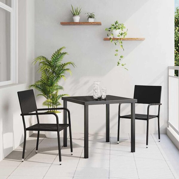 Maison Exclusive – Záhradná jedálenská súprava, 3 kusy, čierna, umelý ratan