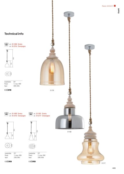 Redo 01-1399 - Luster na lanku KASHI 1xE27/42W/230V