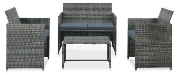 Maison Exclusive – 4-dielna záhradná súprava s poduškami Poly Rattan Grey