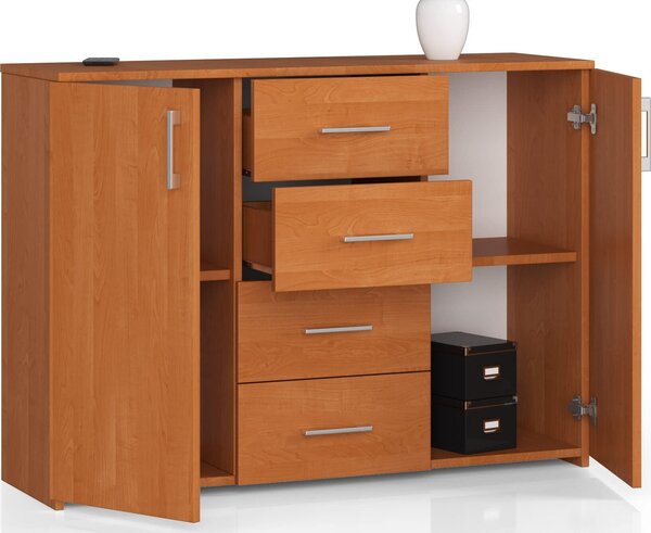 Komoda so 4 zásuvkami a 2 dvierkami, 110x80x35, obývacia izba, jelša