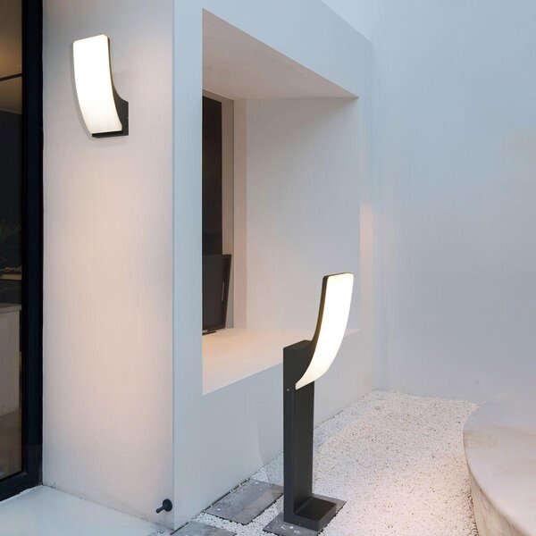Záhradná stojaca lampa moderný stpik 60 cm LED 15W teplá farba ierna piesková biela NATAN Italux