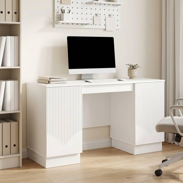 Maison Exclusive – Písací stôl, lesklá biela, 142,5 x 50 x 75 cm, drevotrieska