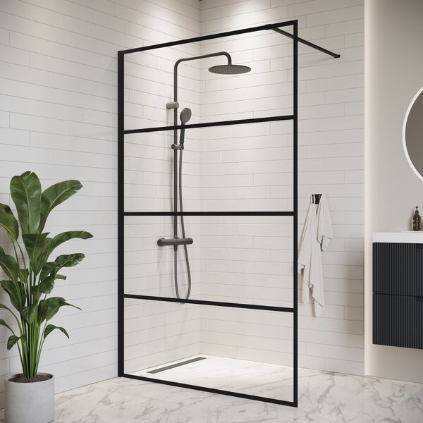 Badplaats Sprchová Zástena Essos 100 x 200 cm – ierna – Walk-In Sprchový Kút 8 mm Bezpenostné Sklo