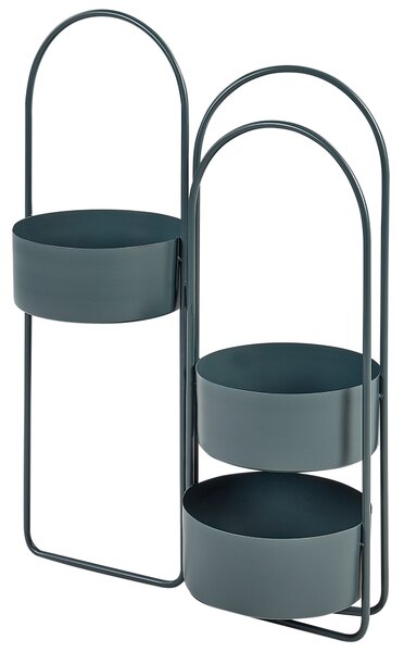 Stojanový kvetináč tmavomodrá kov železo 56 x 26 x 75 cm na podstavci moderný industriálny štýl interiér exteriér