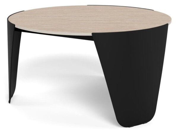 Actona Kulatý designový konferenční stolek Altea travertin/černý
