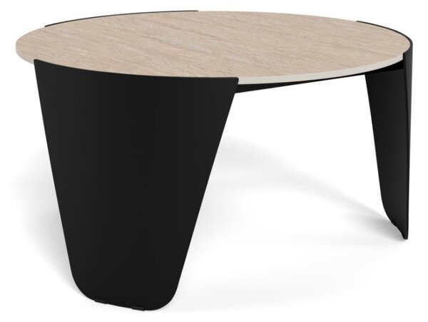 Actona Kulatý designový konferenční stolek Altea travertin/černý