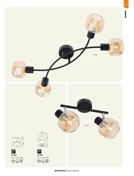 Redo 04-483 - Nástenné bodové svietidlo AMBER 1xE14/28W/230V