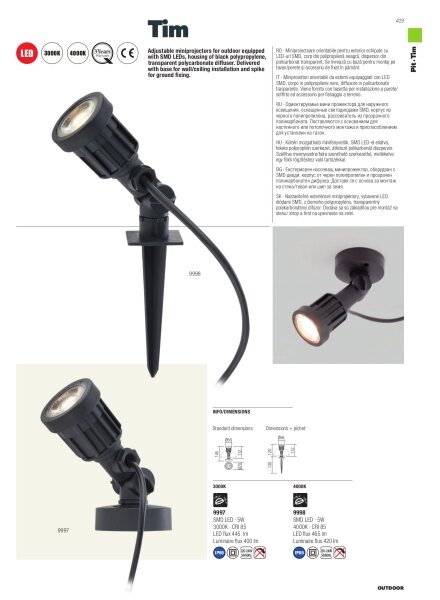 Redo 9997 - LED Vonkajšia lampa TIM LED/5W/230V IP65