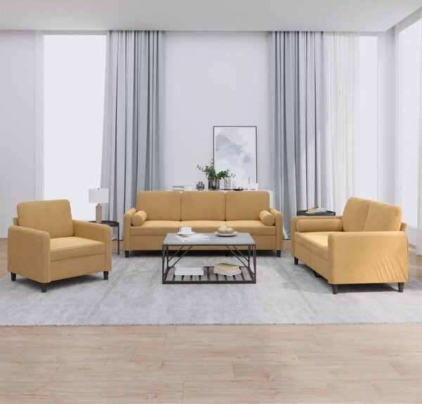 Maison Exclusive – 3-dielna sedacia súprava s vankúšmi, hnedý zamat