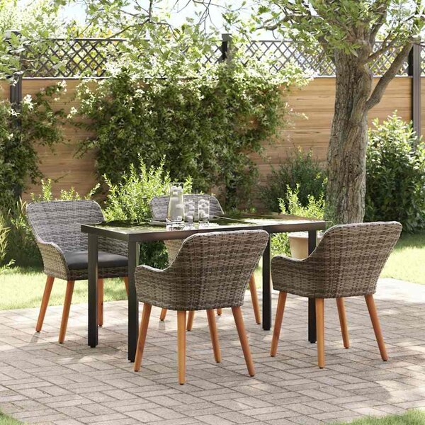 Maison Exclusive - Záhradný jedálenský set s vankúšom 5 pcs Sivá polyratan