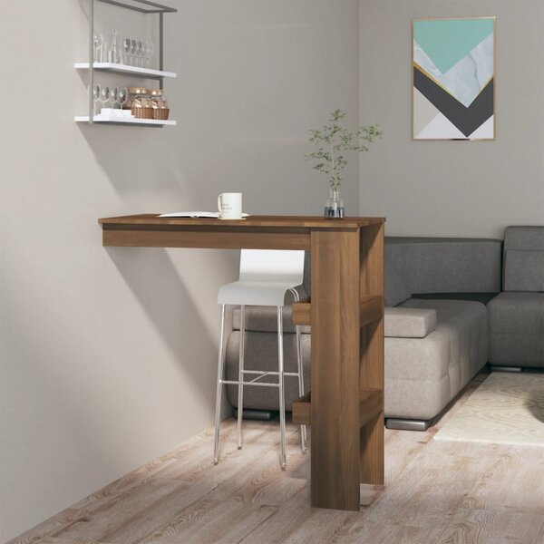 Nástenný barový stôl hnedý dub 102x45x103,5 cm kompozitné drevo