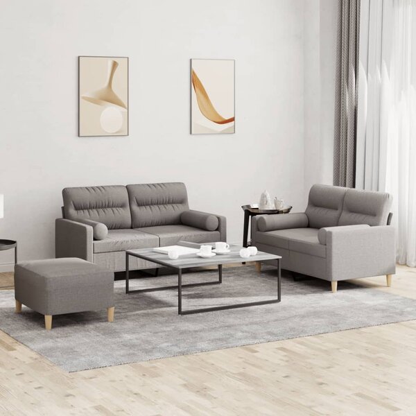 Maison Exclusive – 3-dielna sedacia súprava s vankúšmi, látka v odtieni taupe