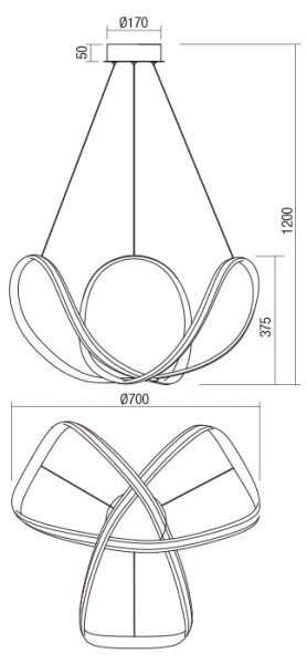 Redo 01-1784 - LED Luster na lanku NUCLEO LED/55W/230V biela