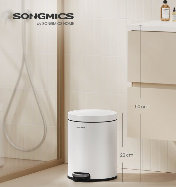SONGMICS Odpadkový kôš Jelis 6 L biely