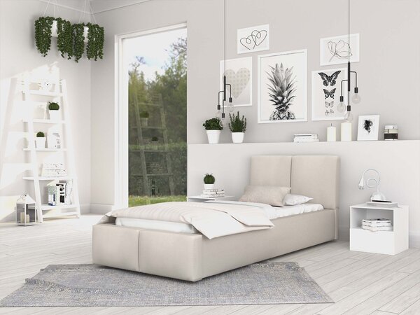 Čalúnená posteľ s úložným priestorom Izabela 90x200 - krémová
