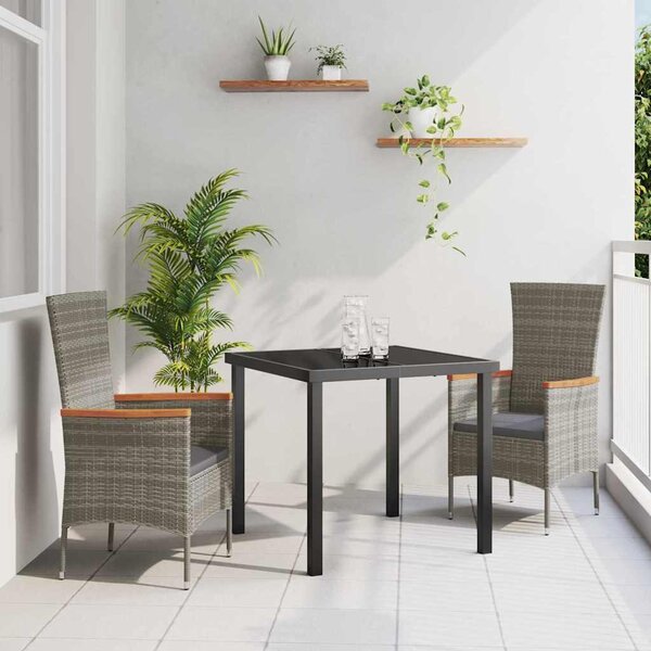 Maison Exclusive – Záhradná jedálenská súprava, 3 kusy, sivá, oceľ s práškovou povrchovou úpravou