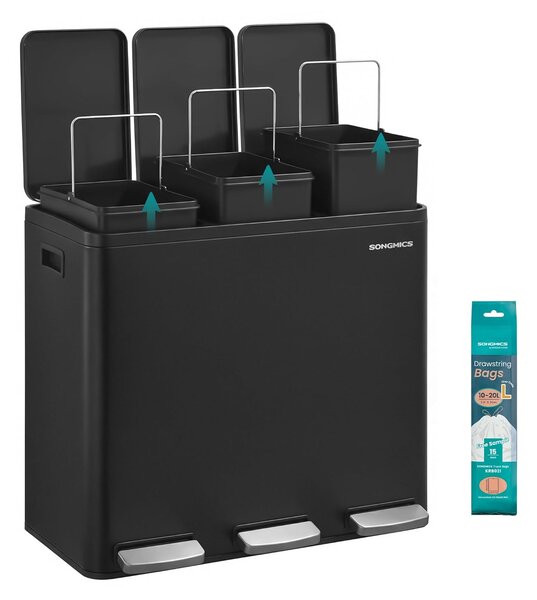 SONGMICS Odpadkový koš s víkem Jordan 3x18 L černý