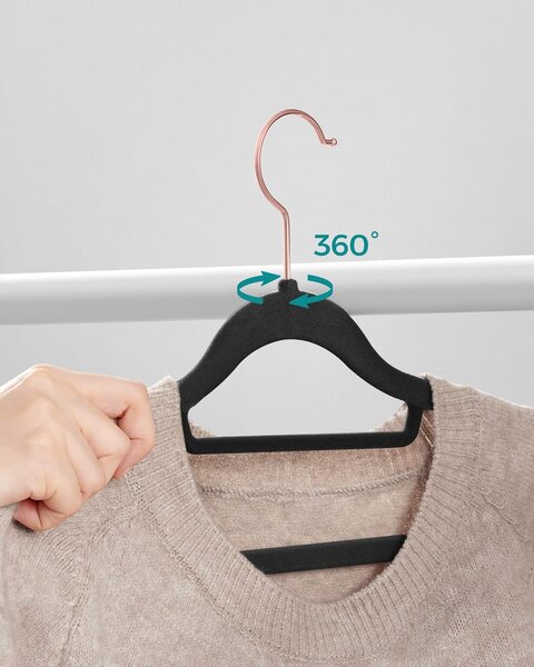 SONGMICS Sada 50 ks sametových ramínek Dorra černá