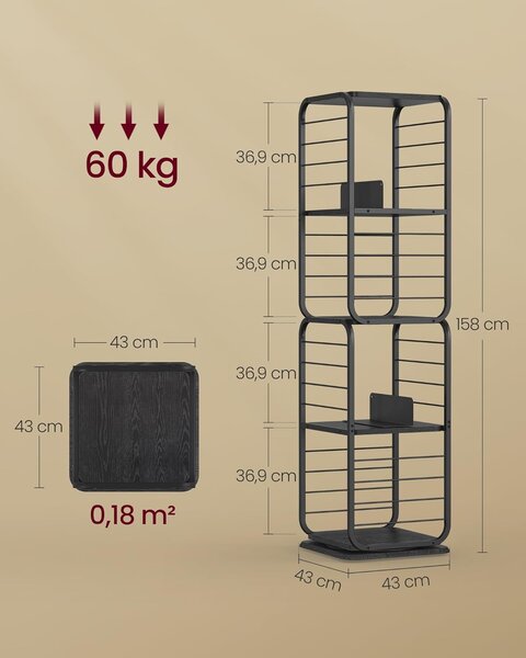 SONGMICS Otočná knižnica Vasagle Kendra čierna
