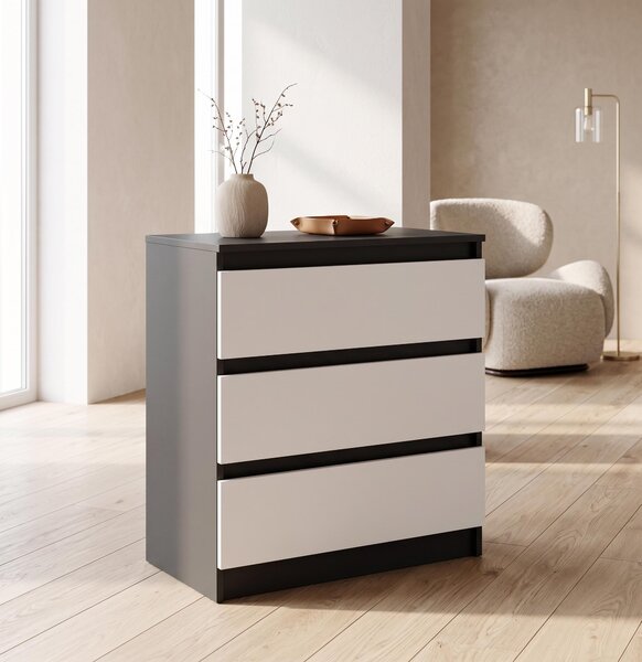 Moderná komoda s 3 zásuvkami | Biela doplnková skrinka | Komoda so zásuvkami 70 x 74,5 x 40 cm | Do spálne, obývačky a predsiene, antracitová / biela