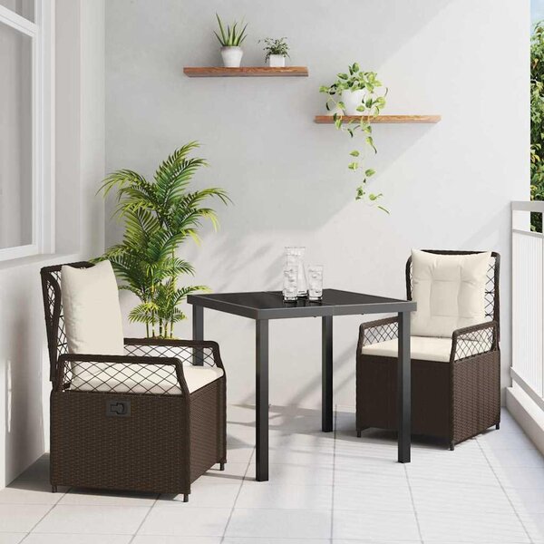 Maison Exclusive - Záhradný jedálenský set 3 ks hnedý polyratan