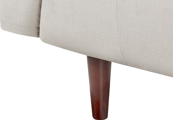 Pohovka svetlobéžová polyester látkové čalúnenie kaučuk drevené nohy 3-miestna gombíkové prešívanie obývacia izba