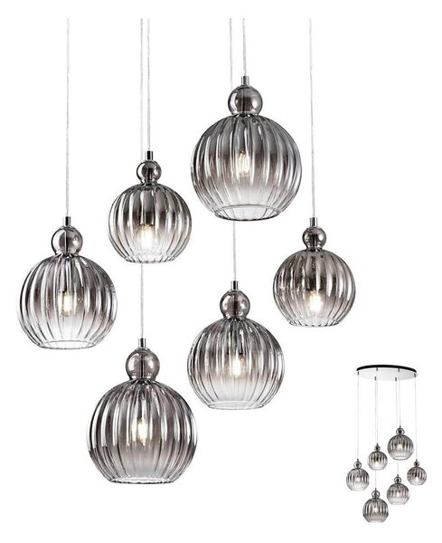 Redo 01-2069 - Luster na lanku PLUMEN 6xE14/42W/230V šedá