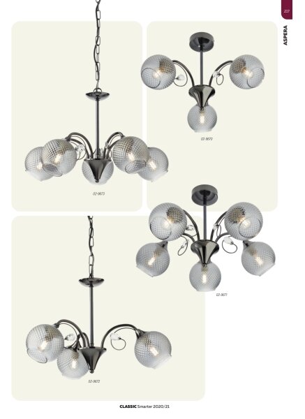 Redo 02-972 - Luster na reťazi ASPERA 3xE14/28W/230V priemer 52 cm čierny