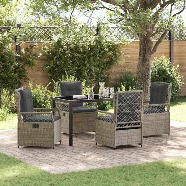Maison Exclusive - Záhradná jedálenská súprava 5 ks Svetloedá Poly-rattan