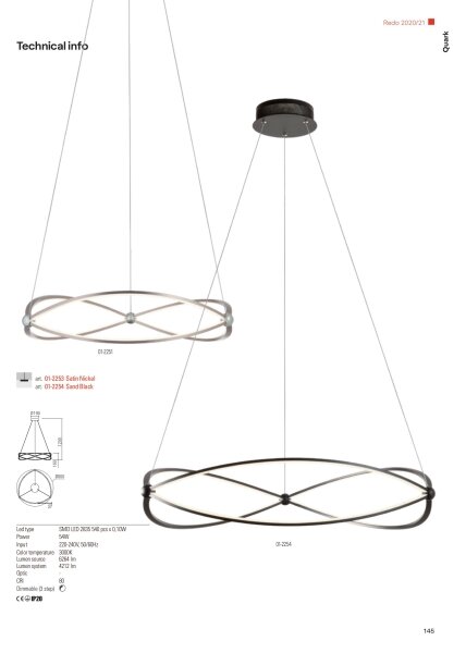 Redo 01-2251 - LED Stmievateľný luster na lanku QUARK LED/43W/230V 3000K chróm