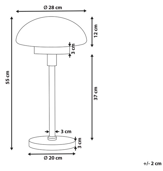 Stolná lampa čierna biela zlatá sklo železo 55 cm pologuľovité tienidlo nočná lampa retro štýl spálňa