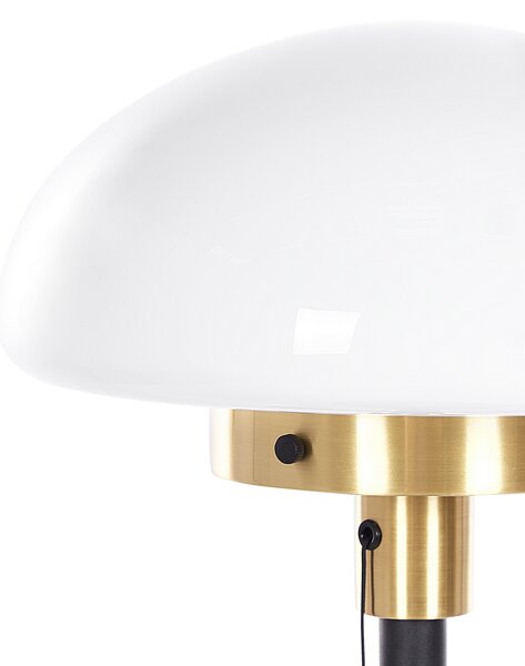 Stolná lampa čierna biela zlatá sklo železo 55 cm pologuľovité tienidlo nočná lampa retro štýl spálňa