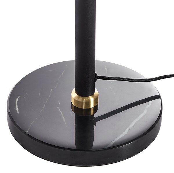 Stolná lampa čierna biela zlatá sklo železo 55 cm pologuľovité tienidlo nočná lampa retro štýl spálňa