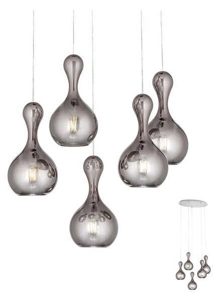 Redo 01-2262 - Luster na lanku LOB 5xE27/42W/230V šedá