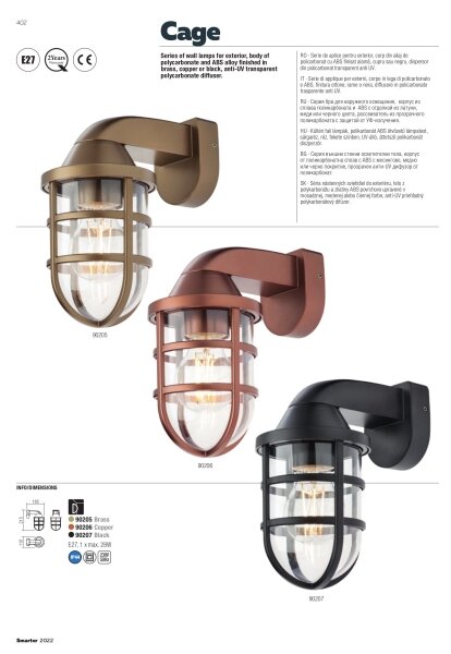 Redo 90207 - Vonkajšie nástenné svietidlo CAGE 1xE27/28W/230V IP44 čierna