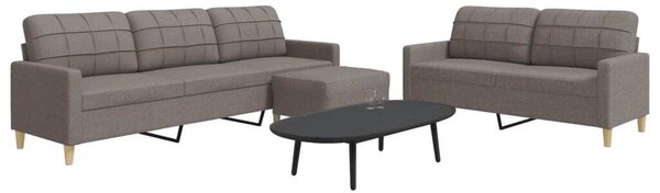 Maison Exclusive – 3-dielna sedacia súprava s podnožkou, látka v odtieni taupe