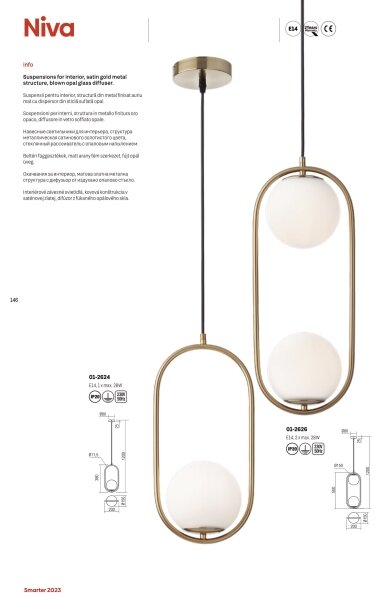 Redo 01-2627 - Luster na lanku NIVA 3xE14/28W/230V