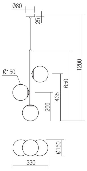 Redo 01-2627 - Luster na lanku NIVA 3xE14/28W/230V