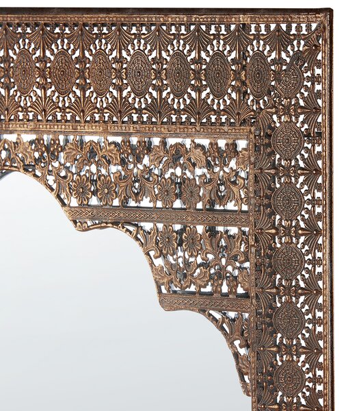 Nástenné zrkadlo medené kovové 60 x 90 cm ozdobný rám dekoratívny doplnok marocký štýl