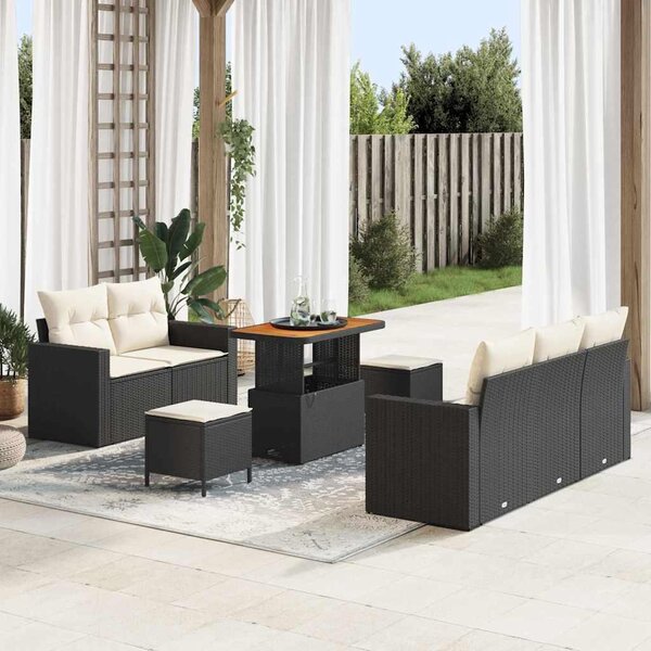Maison Exclusive - Záhradný nábytok s vankúšmi 8 ks Čierny Poly-rattan