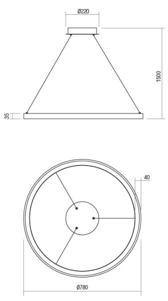 Redo 01-2677- LED Stmievateľný luster na lanku ICONIC LED/60W/230V pr. 78 cm čierna