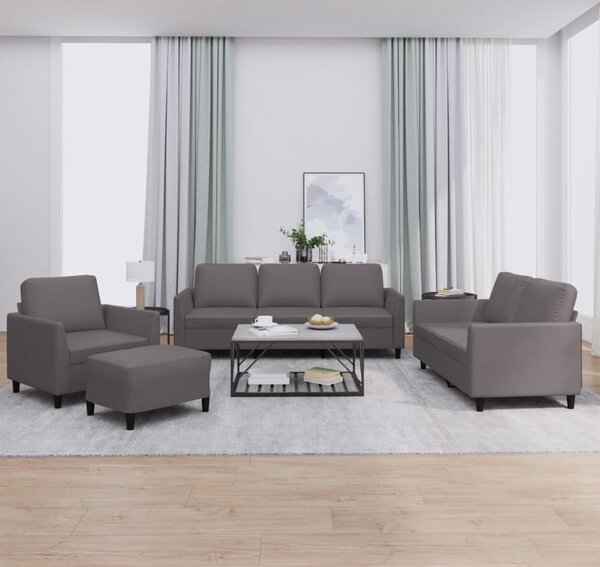 Maison Exclusive – 4-dielna sedacia súprava s vankúmi, sivá umelá koa