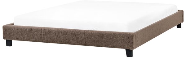 Posteľ čalúnená sivobéžová buklé 180 x 200 cm rám postele s roštom bez čela spálňa moderný minimalistický štýl