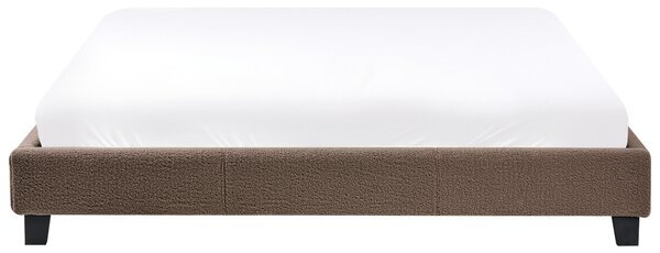 Posteľ čalúnená sivobéžová buklé 180 x 200 cm rám postele s roštom bez čela spálňa moderný minimalistický štýl