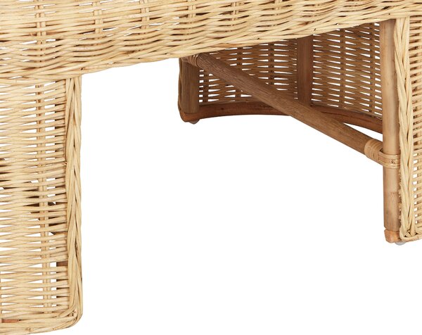 Záhradný konferenčný stolík prírodný ratan 96 x 60 cm vonkajší boho štýl exteriér záhrada terasa balkón
