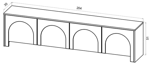 Vivaldi TV stolek Arco 204 cm bílý