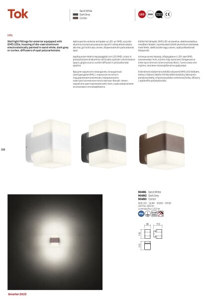 Redo 90492 - LED Vonkajšie nástenné svietidlo TOK LED/14,8W/230V IP44 antracit