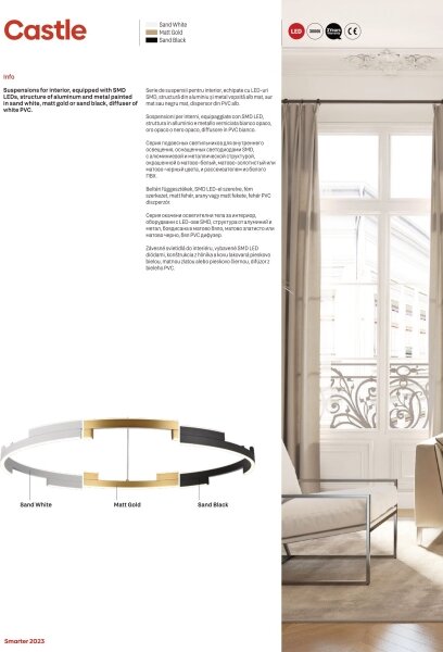 Redo 01-3173 - LED Stmievateľný luster na lanku CASTLE LED/36W/230V čierna